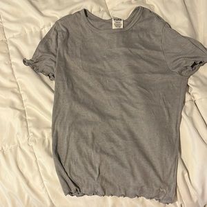 PINK grey lettuce edge ribbed baby tee